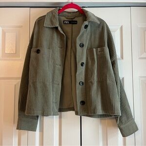 Zara Olive Green Corduroy Jacket